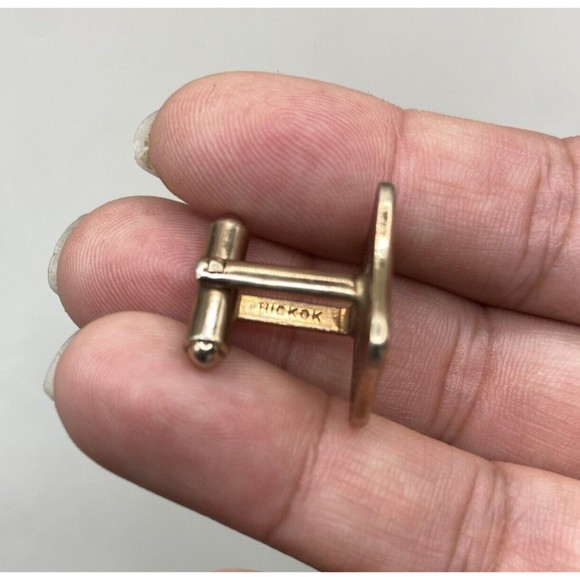 Vintage Hickok Monogram "P" Single Cufflink Rose Gold Tone / Black 1950s - Picture 5 of 7